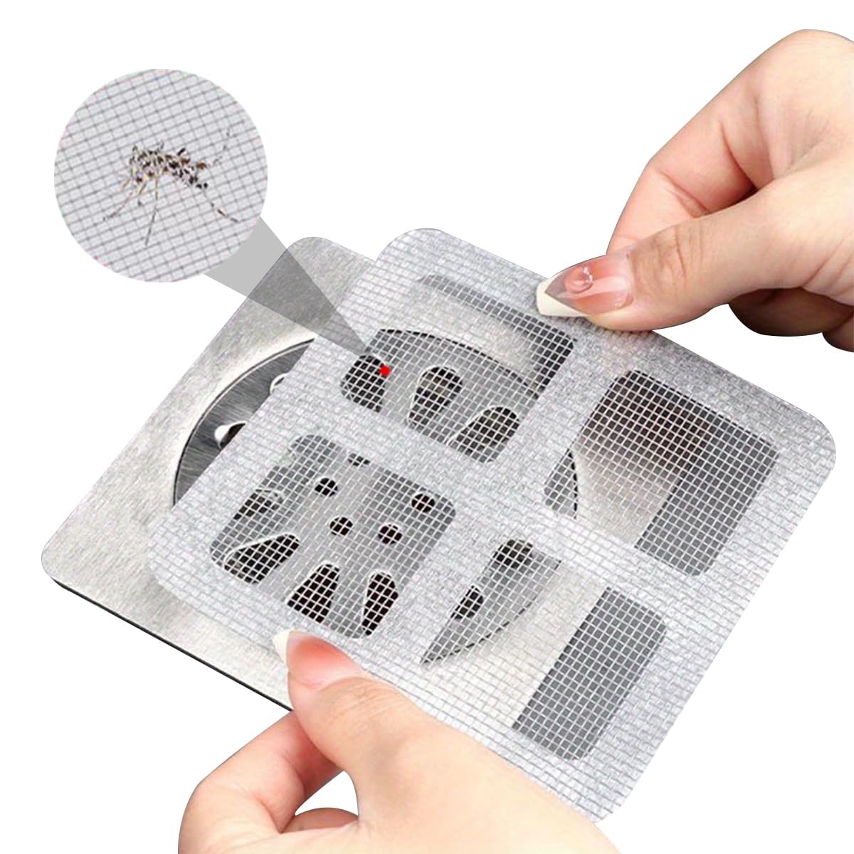 Photo 1 of 25 Pack,4" X 4" Disposable Shower Drain Cover Hair Catcher, Square Shower Drain Mesh Sticker, Bathroom, Laundry, Bathtub, Kitchen, Sink, for Human & Pet (25 PCS)