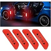 4PCS Reflective Open Warning Stickers for Car Door, Night Visibility Auto Safety Prompt Decals, 3.6 Inch Anti-Collision Protective Strip Tape, Car Accessories Universal for Truck, SUV, Van (Red)