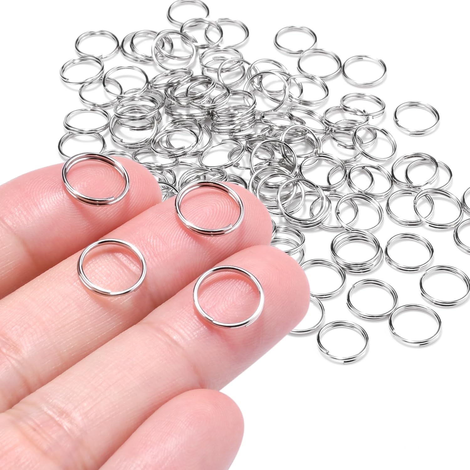 Photo 1 of 100PCS 10mm Mini Split Ring for Keychains, Double Loops Split Jump Rings Jewelry Making Necklaces Bracelets Earrings Metal Tiny Small Key Ring for Pet Collar Tag, Luggage Tag DIY Craft Accessories
