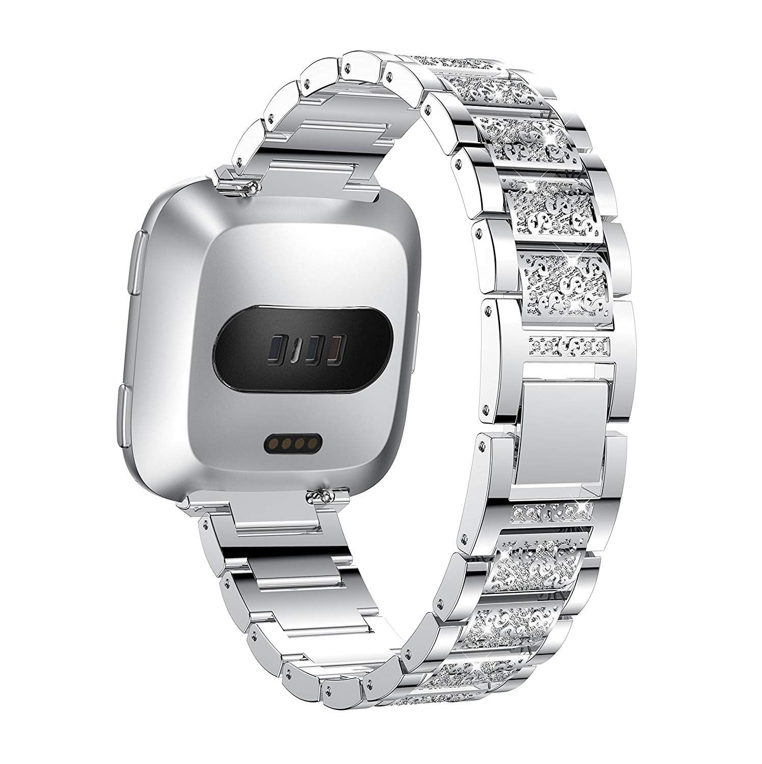 Gimart Compatible for Fitbit Versa Metal Strap Women Girls Bling Rhinestone Stainless Steel Replacement Watch Wrist Band Accessories Bracelet for Fitbit Versa 2/Versa Lite/Versa SE