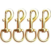 Huouo 4 Pcs 3.3" Flag Swivel Snap Hooks Flagpole Accessories - Heavy Duty Eye Bolt Clips for Pet Leash, Key Chain or Clothlines Tarp - Gold Color