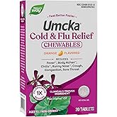 Nature's Way Umcka Cold and Flu Relief, Shortens Duration & Reduces Severity, Multi-Symptom Relief, Homeopathic, Non-Drowsy, Orange Flavored, 20 Chewable Tablets (Packaging May Vary)