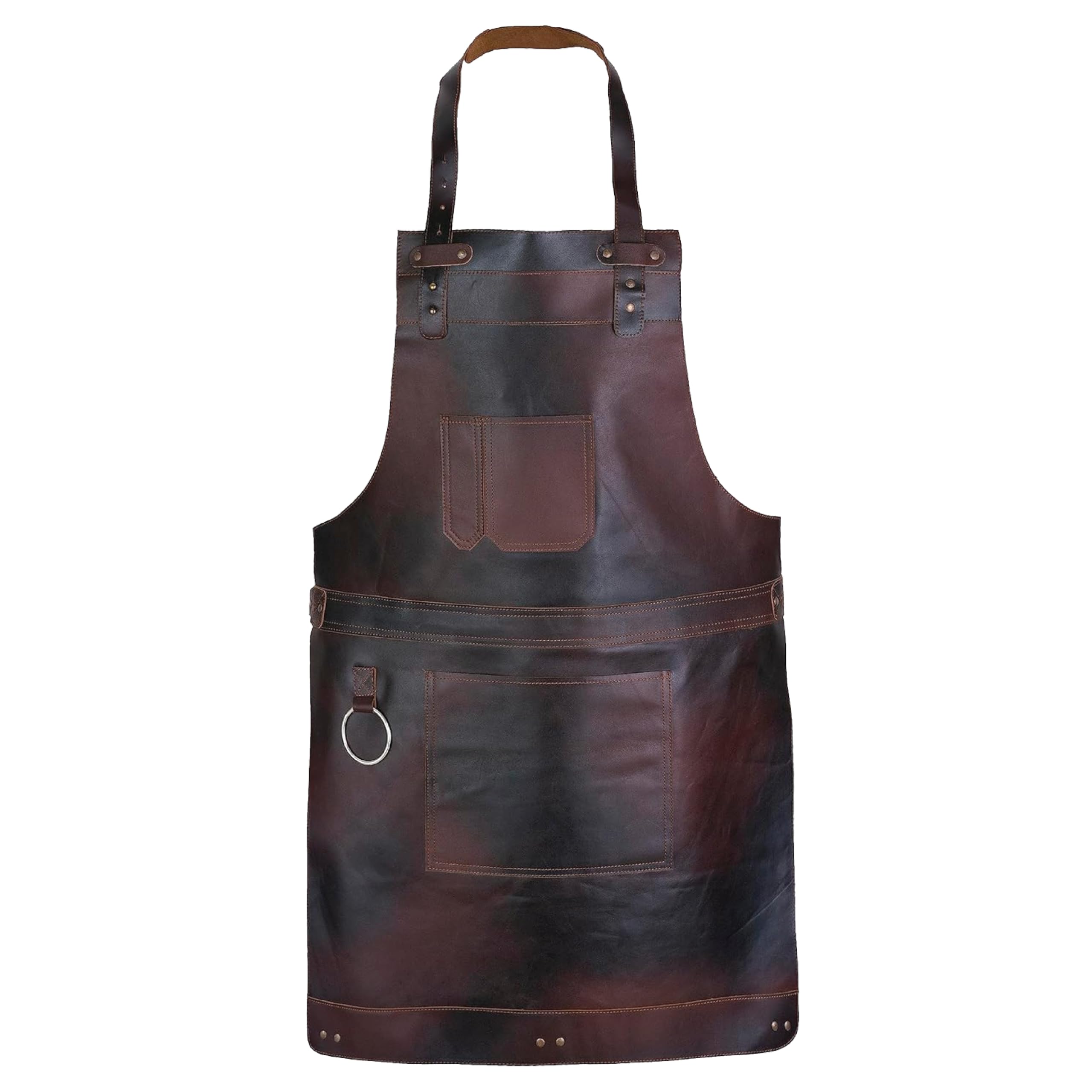 Full Grain Leather Apron for Butcher, Chef, BBQ Grill, DIY, Wood Work and Cooking (Dark Brown)