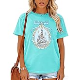 Magic Shirts for Women Cute Castle Graphic Vacation Tops