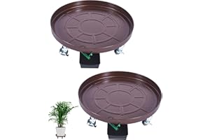Kaoolaa Plant Caddy with Wheels and Drainage - Heavy Duty Rolling Planter Stand for Indoor and Outdoor Plants - Saucer Tray and Drainage System - Sturdy and Waterproof Garden Coaster(2PACK, 20 INCH)