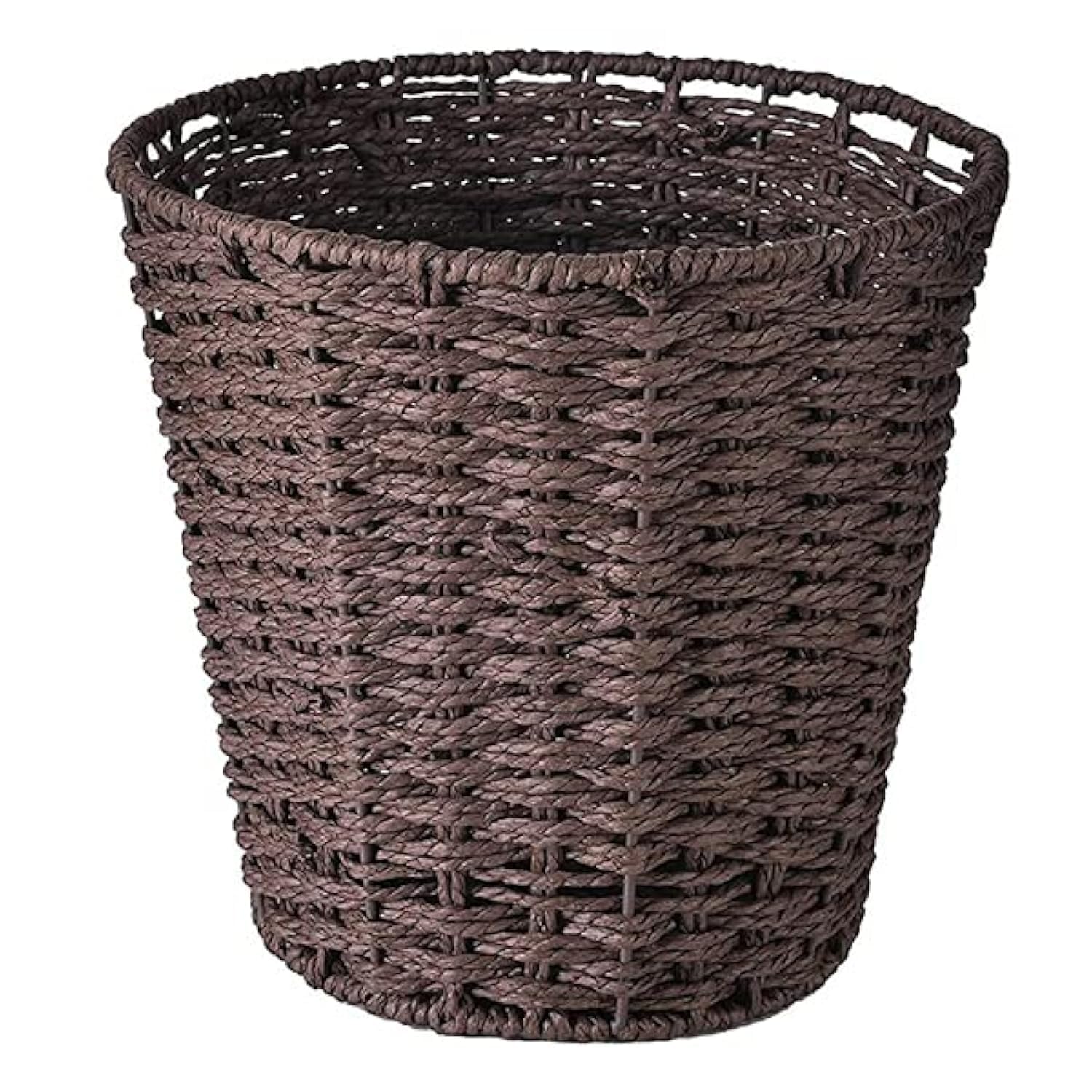 Zuvo Round Wicker Waste Paper Bin (25 cm, Brown) – Handwoven Rubbish Basket for Bedroom, Bathroom, Office, and Home