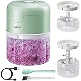 Electric Mini Food Chopper,RUPOHU USB Charging Mini Electric Garlic Chopper,Small Food Processor with Spoon and Brush,Used fo
