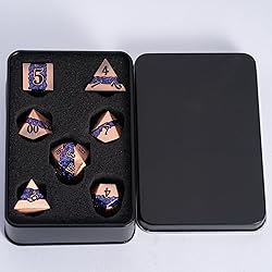 Polyhedral Metal Dice DND,RPG Purple Glitter Stripe
