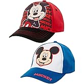 Disney Boys' Mickey Mouse Baseball Cap - 2 Pack 3D Character Curved Brim Strap Back Hat (2T-7)