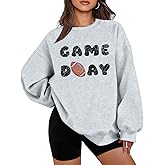 MOUSYA Game Day Sweatshirt Women Football Mom Sweatshirts Oversized Football Season Pullover Sunday Funday Long Sleeve Tops