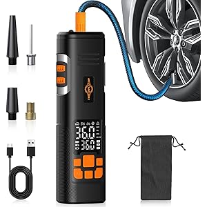 Tire Inflator Portable Air Compressor, 150PSI Air Pump for Car Tires, LED Light & Auto Shutoff, Cord...