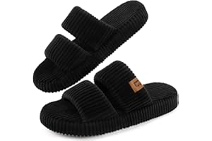 LongBay Slippers for Women Memory Foam Open Toe Slide Indoor House Shoes Slip On Bedroom Comfy Gift