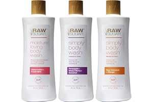 RAW SUGAR Simply Body Wash Variety Trio (25 Fl Oz, Pack of 3) Vegan Bath & Shower Gel, Raw Coconut + Mango, Pineapple + Maqui Berry + Coconut and Watermelon + Fresh Mint, No Sulfates & Parabens