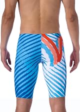 MY KILOMETRE Jammer Swimsuit Mens Solid Blue Endurance Training Long Jammer view 5
