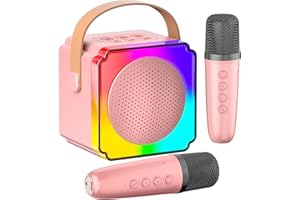 LOTVOSA Mini Karaoke Machine for Kids - Portable Bluetooth Speaker with 2 Wireless Microphones - Chritmas Birthday Toys Gifts for Girls 3 4 5 6 7 8 9 10 12+ Year Old