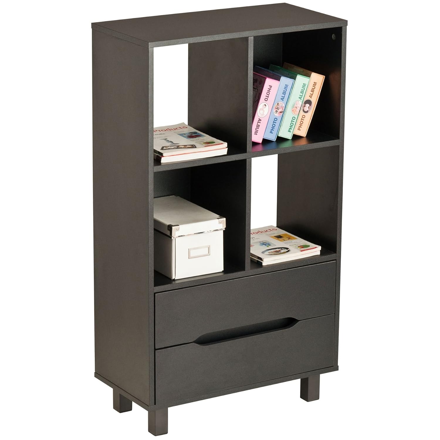 Black Storage Unit with Shelves & Drawers for Home and Office Piranha