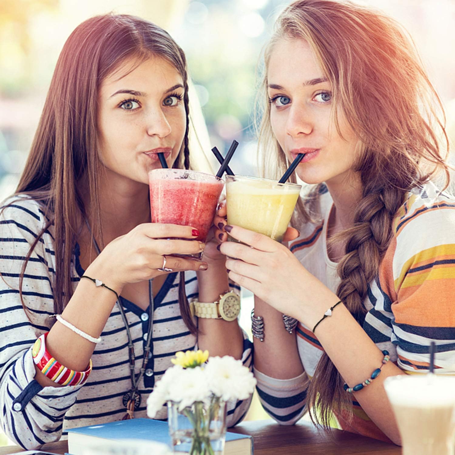 Best Friend Friendship Gift for Women Pinky Promise Distance Matching Bracelets for Couples Mom and Daughter: Clothing