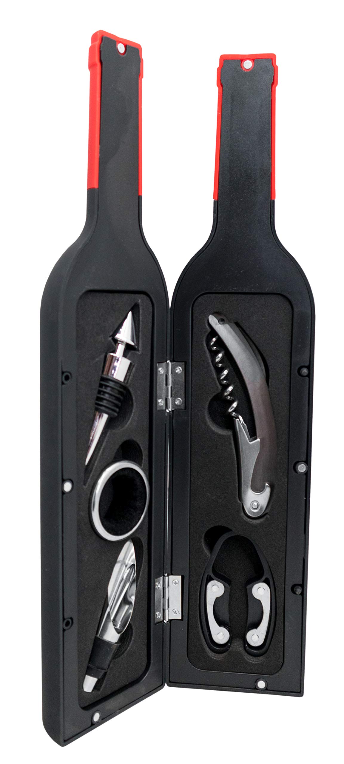 Vin Bouquet Wine Gift Set, Includes Corkcrew, Pourer, Stoppers, Foil Cutter & Drop Ring, Black, Original