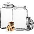 KooK Glass Large Kitchen Canister Set, Food Storage Containers, Bathroom Jars, Airtight Lids, 3.7 Liters, 98 gallons, Set of 