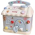 Kawaii Piggy Bank with Stickers and Patches Kawaii Money Bank for Paper Money and Coins Cute Cream House Gadgets Storage Box for School Girls and Teens Large Capacity with Key (Blue)