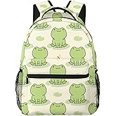 HKHEHOP Cute Frog Animal Backpack For School Laptop Bags Bookbag Big Casual Daypack For Student Girls Boys Kids Teens Travel Sports Work