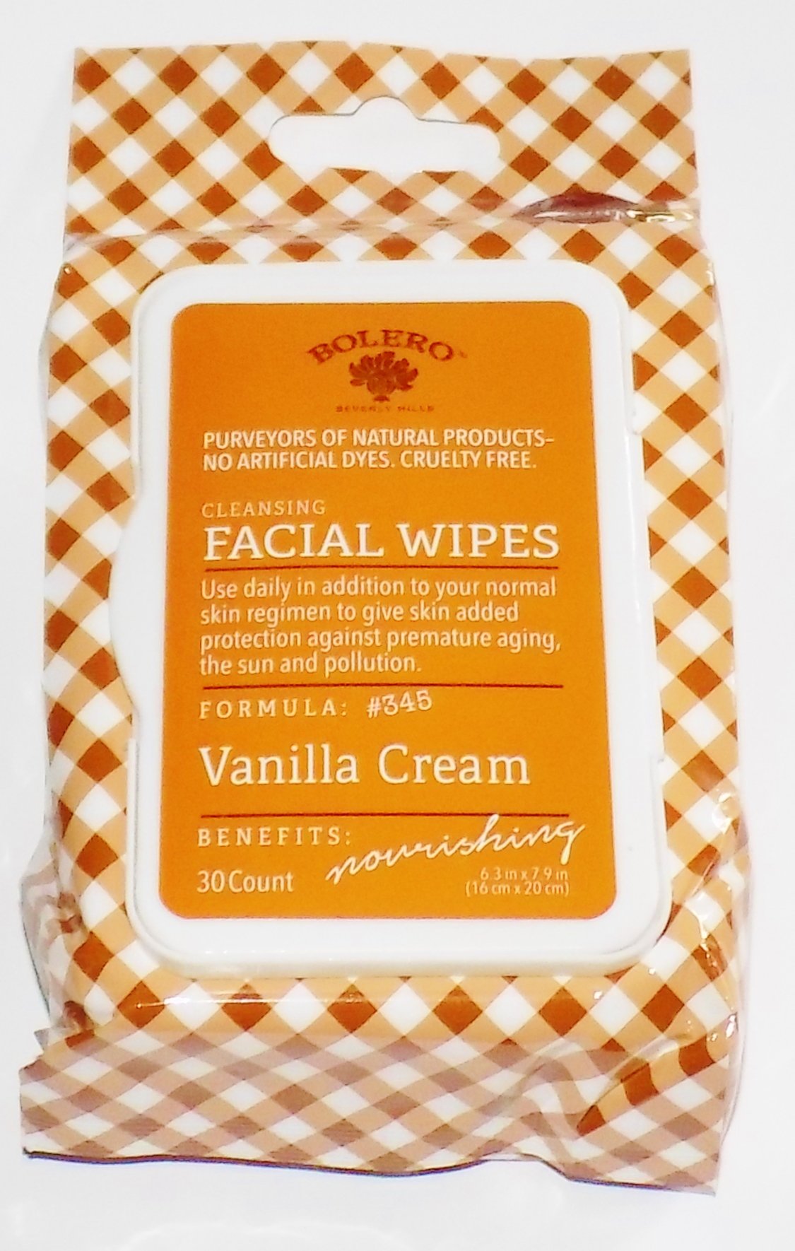 Bolero Cleansing Facial Wipes, Vanilla Cream (30 Count)