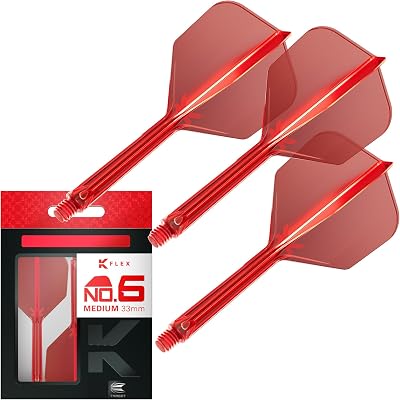 Target Darts K Flex Integrated Flights and Shafts No6 Red Medium Pack of 3