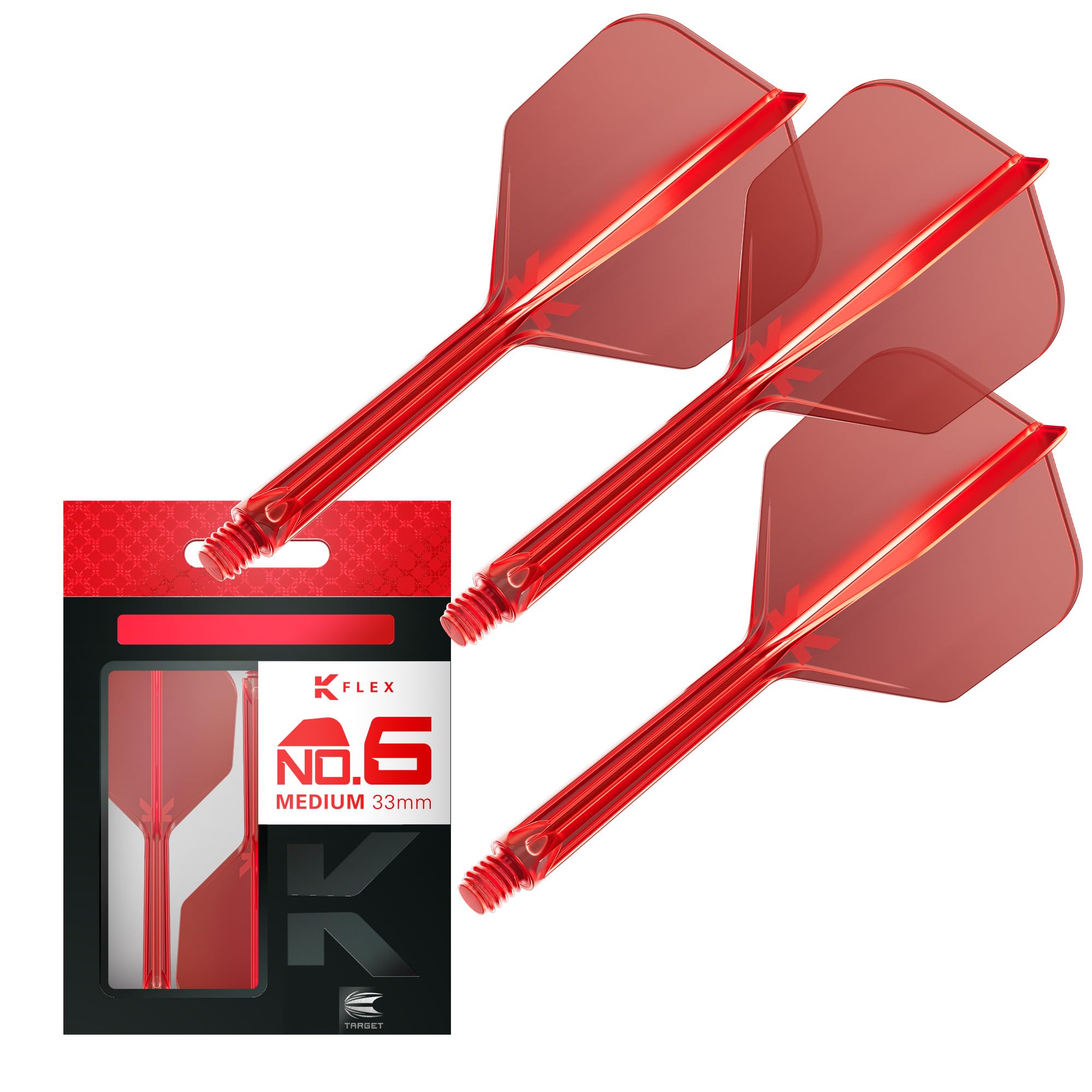 Target Darts K Flex Integrated Dart Flights And Shafts, No.6 Red (Medium) | Pack Of 3 K-Flex - No6, Kflex All In One Moulded Dart Flight & Stem | Professional Dart Accessories — image 1