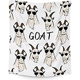 Goat Blanket for Girls - 40x50 Inches Flannel Blankets - Soft Fuzzy Plush Throws Gift - White Funny Throw for Couch, Sofa