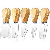 ProudMoore 10 Pcs Cheese Knives, Wooden Handle Cheese Knife Set for Charcuterie Board, Mini Steel Stainless Cheese Cutter, Spreader, Fork for Party Wedding Christmas, Charcuterie Accessories