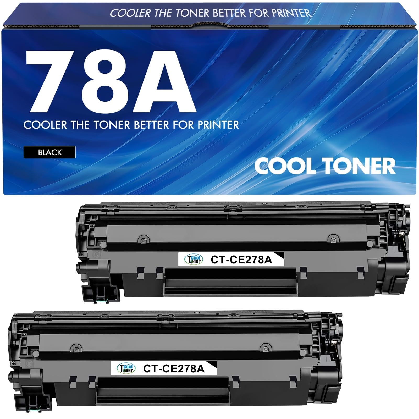 Cool Toner Compatible Toner Cartridge Replacement for HP 78A CE278A Laserjet P1606DN LBP6230DW LBP6200D P1566 M1536 MFP P1560 P1606 LBP6200dw LBP6230d (Black,2-Pack)
