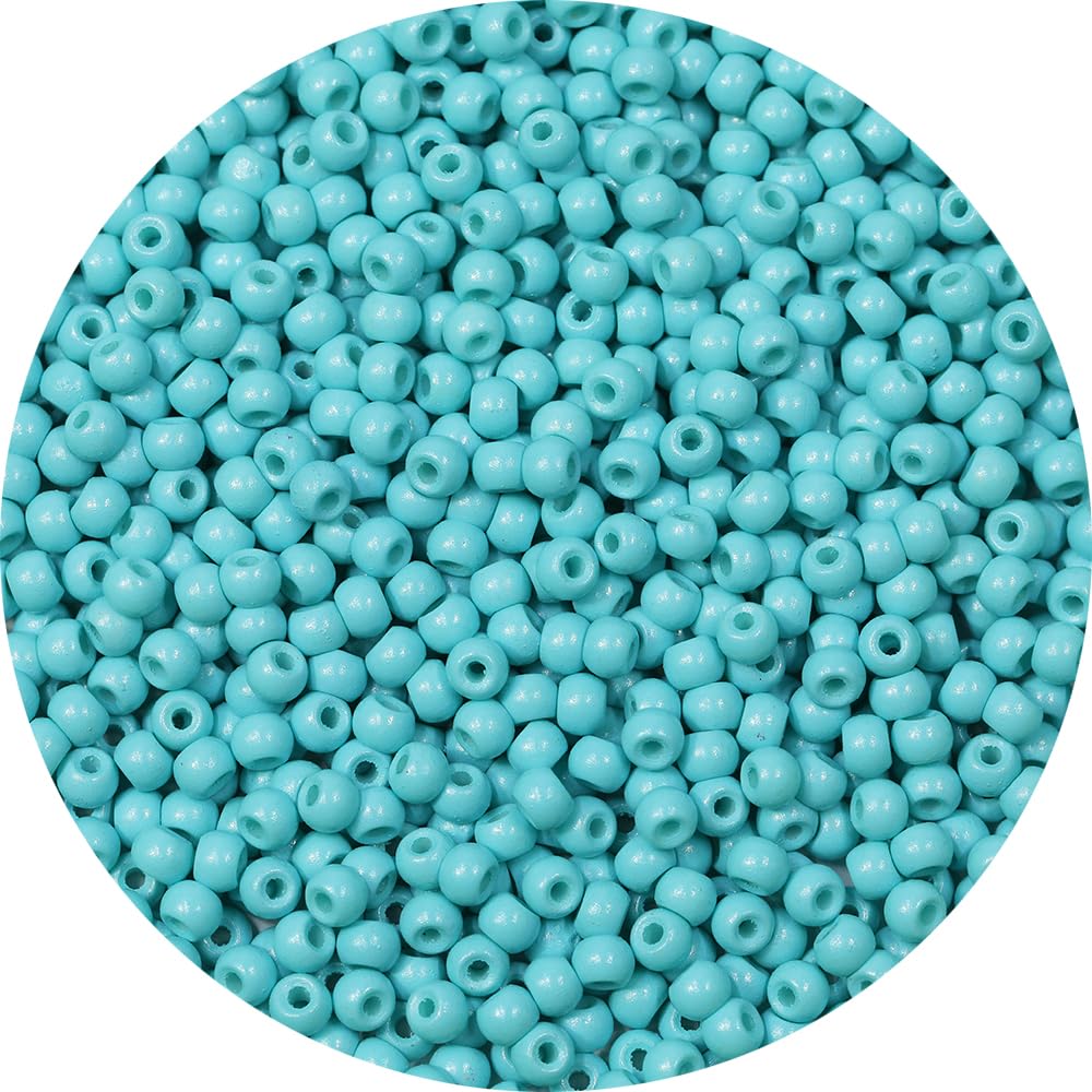 Bala&Fillic Size 4mm Turquoise Green Color Seed Beads 1400pcs/100 Grams, 6/0 Round Glass Craft Beads for Making Jewelry Earring Bracelets Necklace