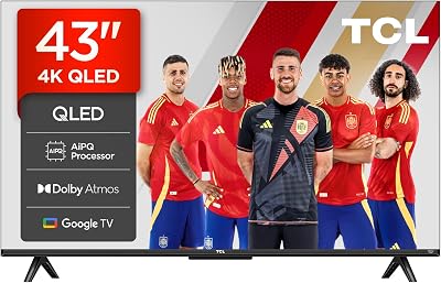 TCL 43T69C QLED 43", Direct LED TV, HDR 4K, Smart TV com Google TV (Dolby Vision e Atmos, Game Master, Motion Clarity, Compatível com Google Assistente e Alexa)