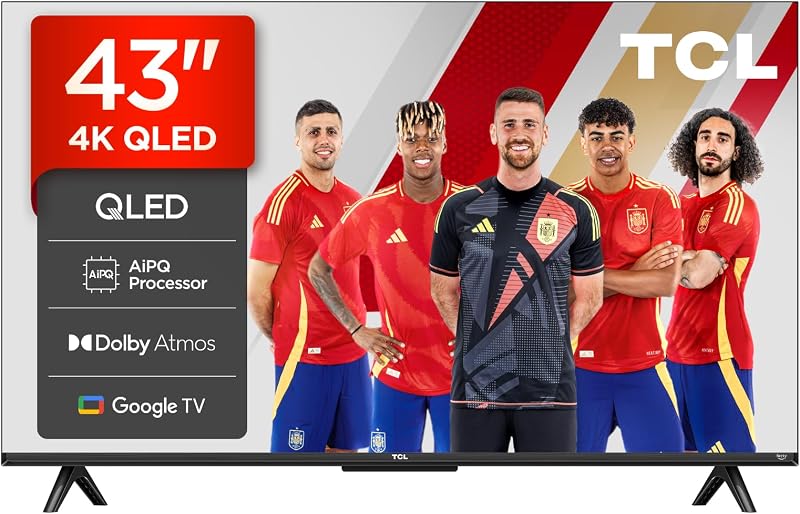 TCL 43T69C QLED 43", Direct LED TV, HDR 4K, Smart TV com Google TV (Dolby Vision e Atmos, Game Master, Motion Clarity, Compatível com Google Assistente e Alexa)