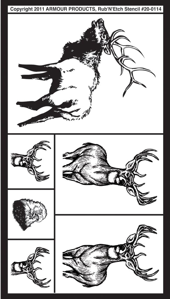 Armour Products Plastic Rub 'N' Etch Designer Stencil 5-inch x 8-inchWildlife