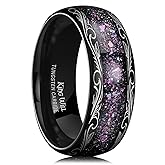 King Will Tungsten Carbide Rings For Men, 8mm Wedding Band Inlay Flow sand/Green Grass Agate, Dome High Polished - Suitable For Daily Wear, Comfort Fit Size 7-14