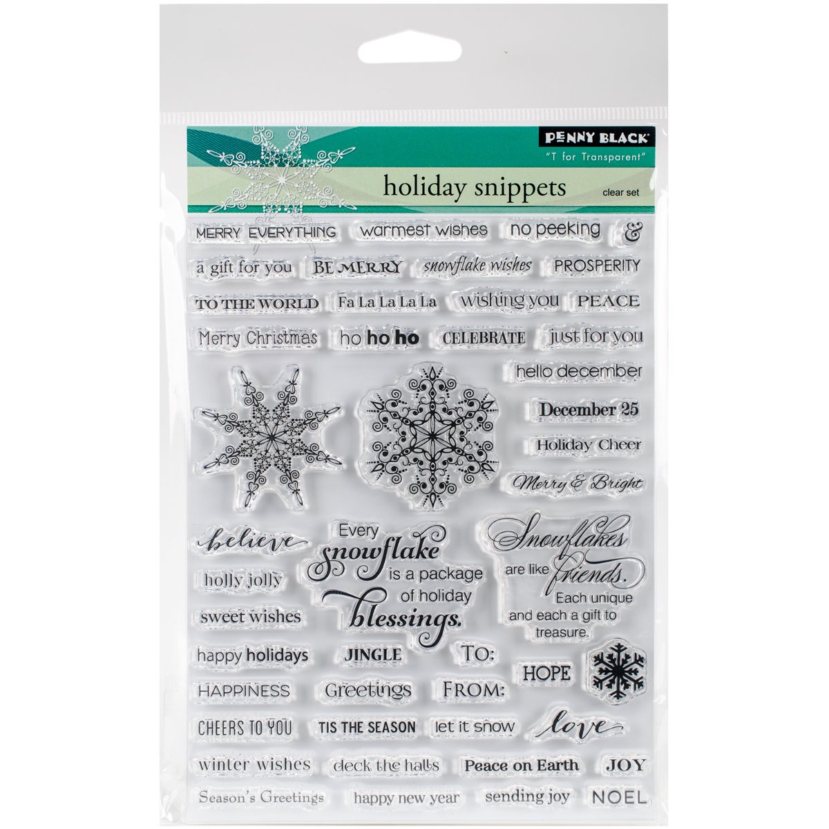 Penny Black Clear Stamps 5 x 7-inch Holiday Snippets, Acrylic, Multicolour, 0.38x13.97x22.86 cm
