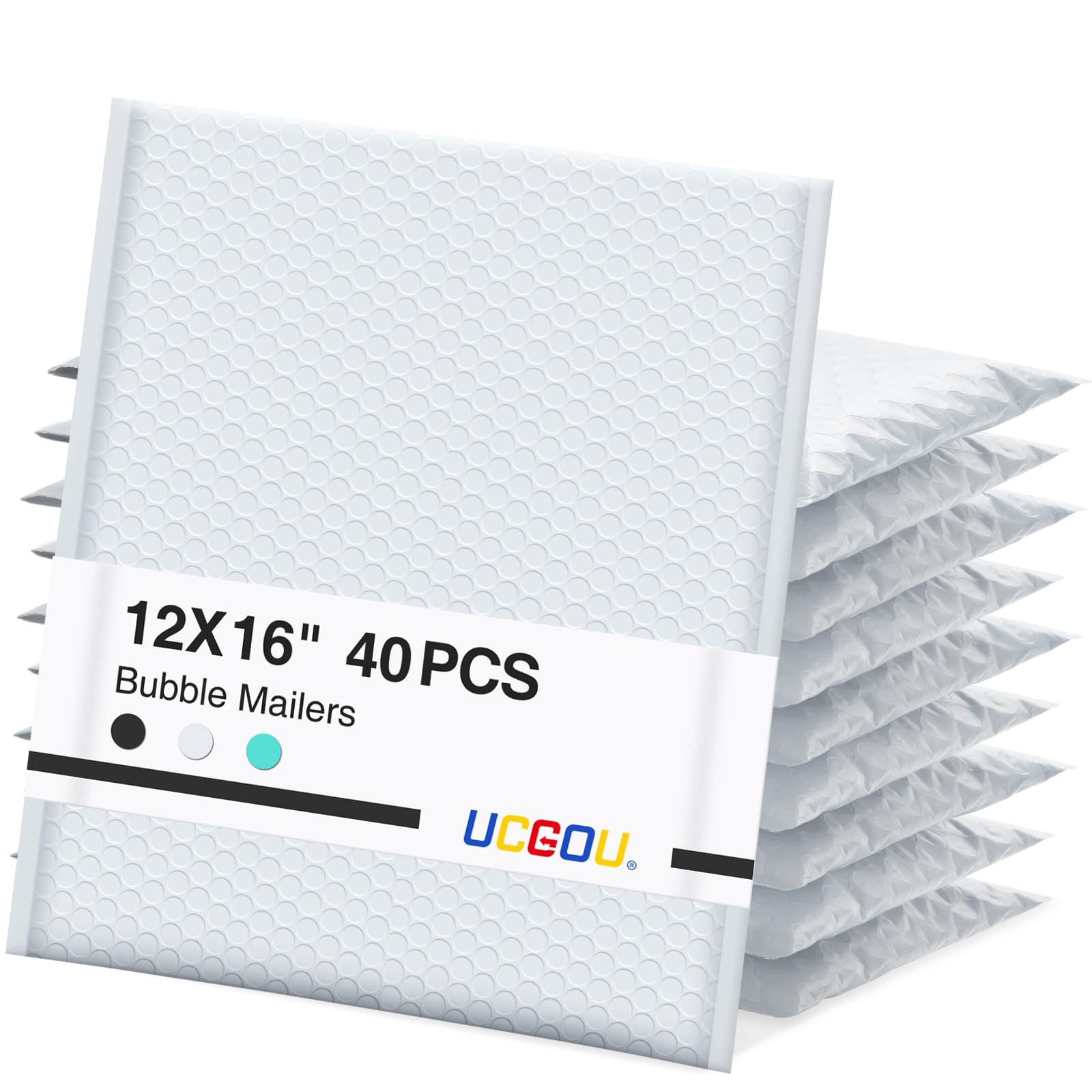 Photo 1 of UCGOU Bubble Mailers 12x16 Inch 40 Pack Usable Size 12x15 Inch Large Padded Envelopes White Waterproof Packaging Bags for Shipping Self Seal Strong Adhesion Envelopes for Jewelry Makeup Supplies