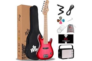 WINZZ EGM100 30 Inches Real Kids Electric Guitar with Beginner Kit, Right Handed (Gradient Pink)