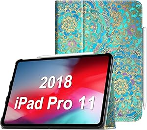 Fintie Folio Case for iPad Pro 11 Inch 1st Gen 2018 (Not for iPad Pro 11 2020) - PU Leather Folio Stand Cover w/Pencil Holder, Auto Sleep/Wake, Shades of Blue