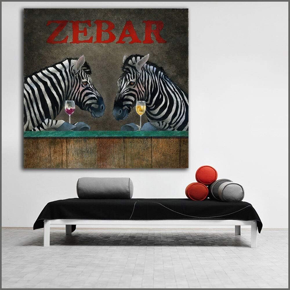 Canvas art and bedroom pictures of two zebras drinking on the wall Frameless painting70x70cm