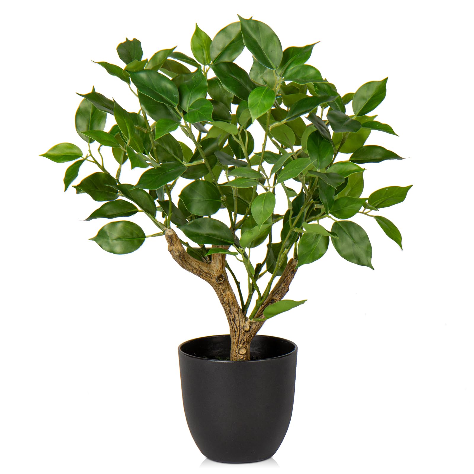 Briful 43CM Tall Artificial Ficus Plants Green Artificial Bonsai Tree Fake Plants, Faux Plant Indoor Small Fake Ficus Tree for Home Kitchen Bathroom Decor