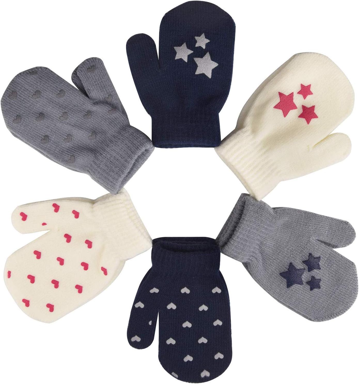 6 Pairs Toddler Unisex Kid Knitted Gloves Stretch Full Finger Mittens