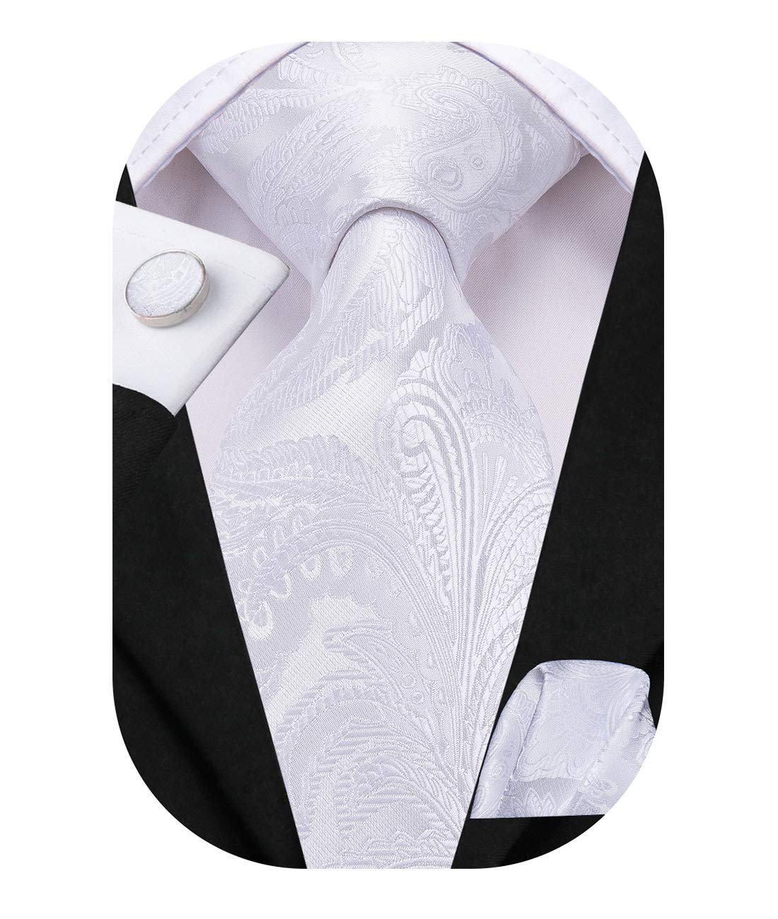 Mens Tie Sets Woven Paisley Stripes Neckties Pocket Square Cufflinks Business Wedding
