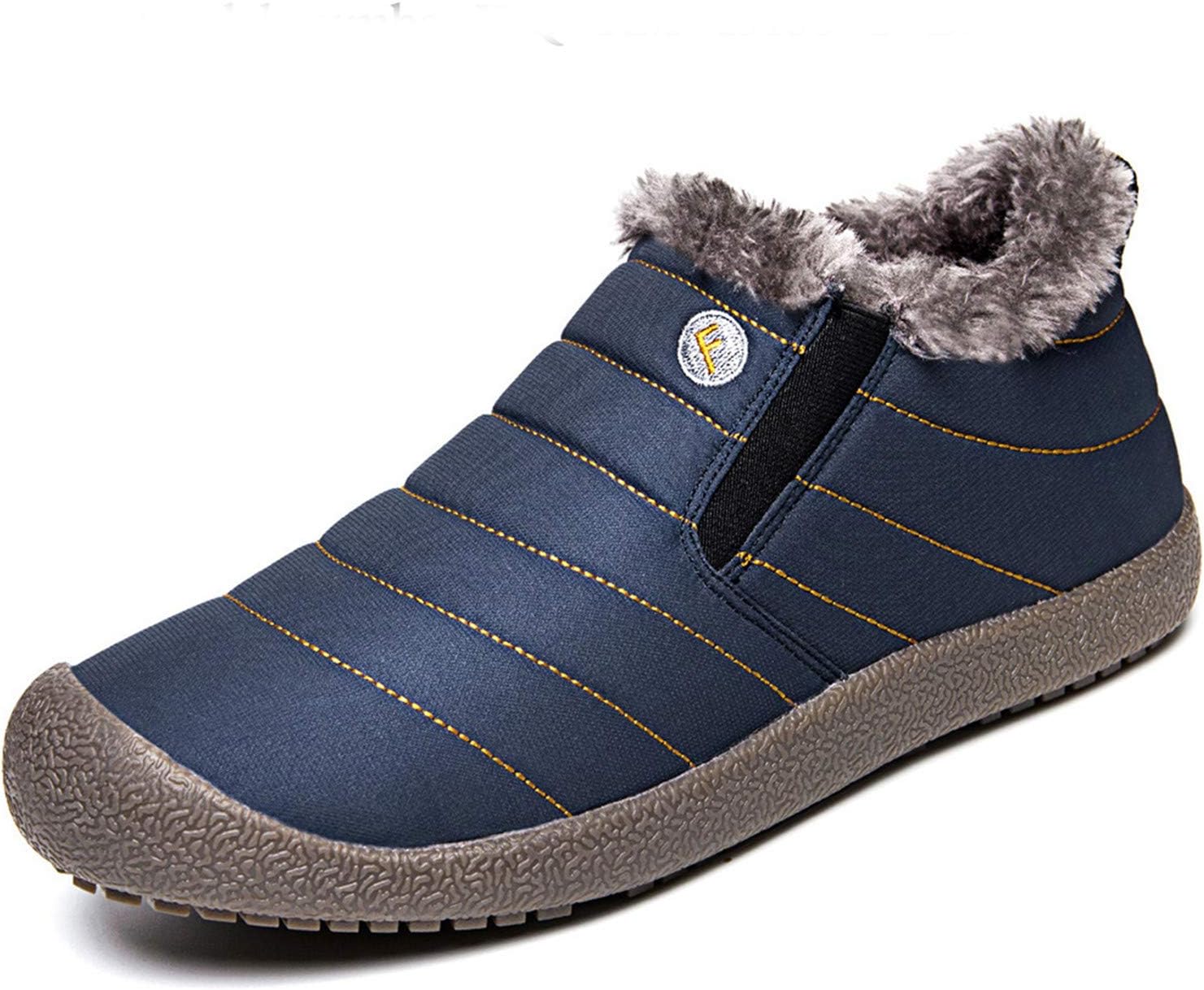 JACKSHIBO Women Men Fully Fur Lined Waterproof Anti-Slip Outdoor Slippers Ankle Boots House Slipper