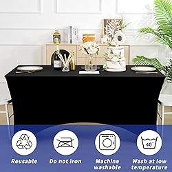 Fixwal 3 Pack Black Table Cloth for 6 Foot