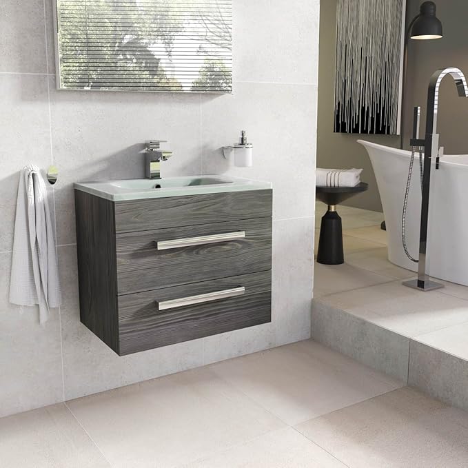 The Bath People Newton Dark Wood Vanity Unit Bathroom WH