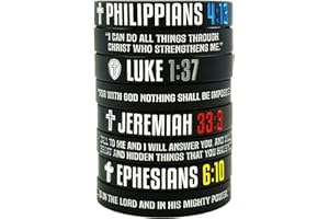Nuzabee (8-Pack Christian Bible Verses Silicone Bracelets | Religious Gifts Rubber Wristbands for Men, Women | Strength Faith Hope Belief | Positive and Inspirational Messages