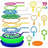 Roberly 19 PCS Big Bubble Wands Set with Tray, Giant Bubbles Wands Toys for Kids Adults Summer Outdoor Activities Birthday Gi