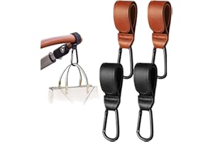 4 Pack - Baby Stroller Hooks for Hanging Bags and Shopping - Stroller Straps - Universal Stroller Clips for Bags - Durable Bl